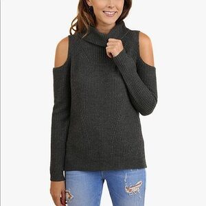 Umgee Cold Shoulder Rib Knit Sweater Size Small